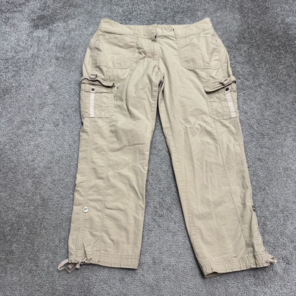 White House Black Market Cargo Cropped Pants Womens 10 Khaki Brown Capri Casual